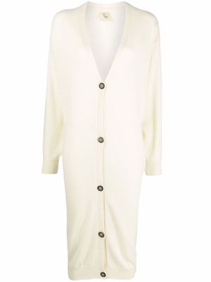 PAULA V-neck cashmere cardi-coat - White