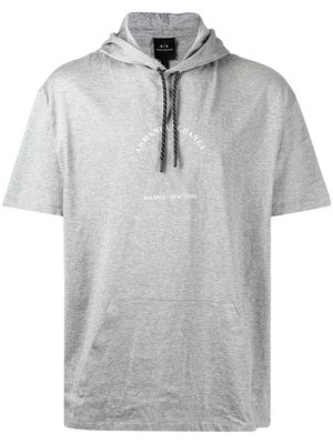 Armani Exchange logo-print short-sleeved hoodie - Grey