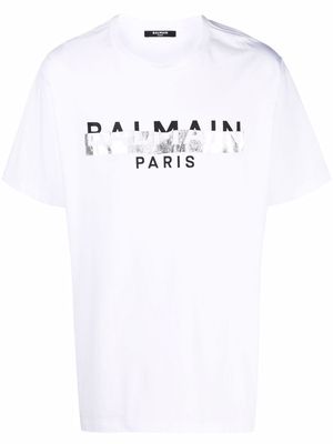 Balmain foil logo-print T-shirt - White