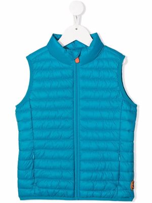 Save The Duck Kids quilted zip-up gilet - Blue