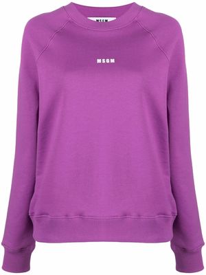 MSGM logo-print cotton sweatshirt - Purple