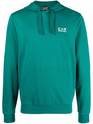 Ea7 Emporio Armani logo-print cotton hoodie - Green