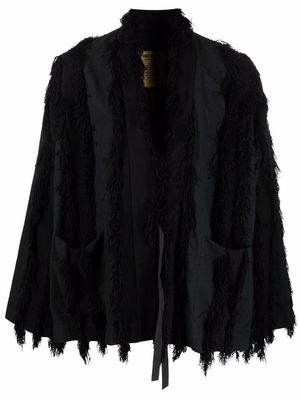 Uma Wang frayed-detail tied-waist jacket - Black
