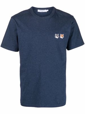 Maison Kitsuné fox-embroidered T-shirt - Blue