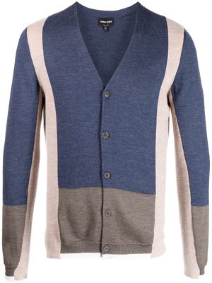 Giorgio Armani colour-block knit cardigan - Blue