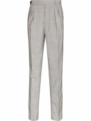 Brunello Cucinelli check-pattern darted tailored trousers - Grey