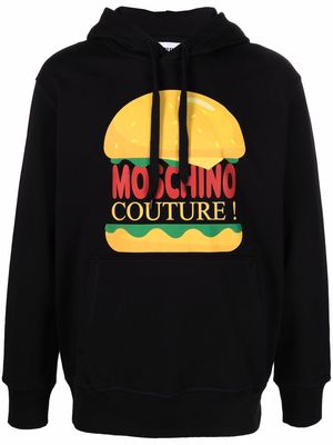 Moschino graphic-print cotton hoodie - Black