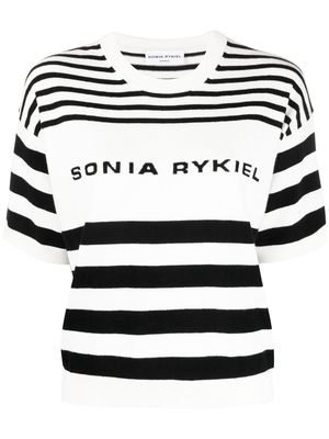 SONIA RYKIEL logo intarsia striped knitted top - Black