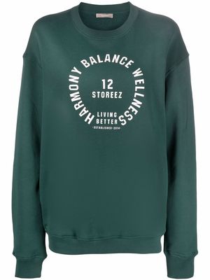 12 STOREEZ slogan-print sweatshirt - Green