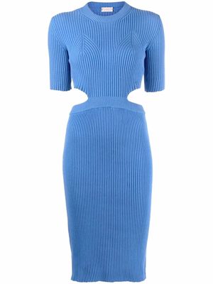 MRZ ribbed-knit cut-out dress - Blue