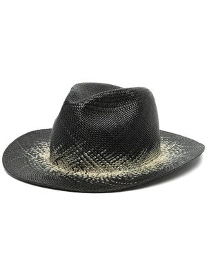 Yohji Yamamoto gradient linen-straw trilby hat - Black