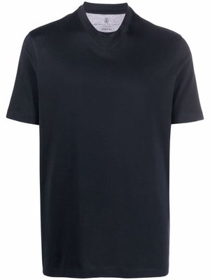 Brunello Cucinelli V-neck cotton T-Shirt - Blue