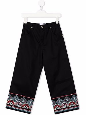 Ermanno Scervino Junior patterned straight-leg trousers - Black
