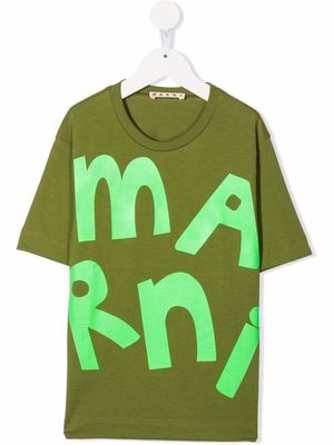 Marni Kids logo-print cotton T-shirt - Green