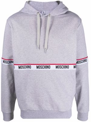 Moschino logo-trim detail hoodie - Grey