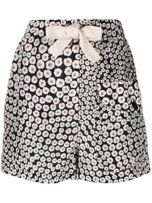 Stella McCartney floral-print high-waisted mini shorts - White