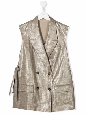 Brunello Cucinelli Kids TEEN double-breasted gilet - Gold