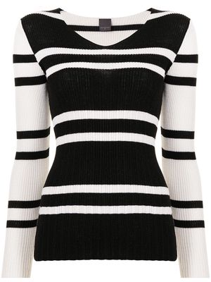 Lorena Antoniazzi striped fitted wool jumper - Black