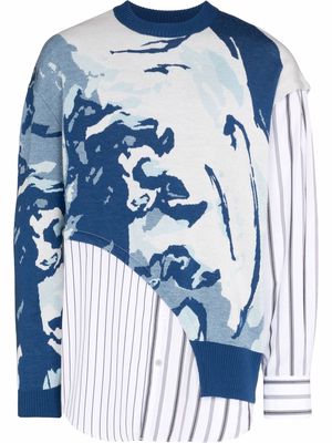 Feng Chen Wang abstract-pattern hybrid jumper - Blue