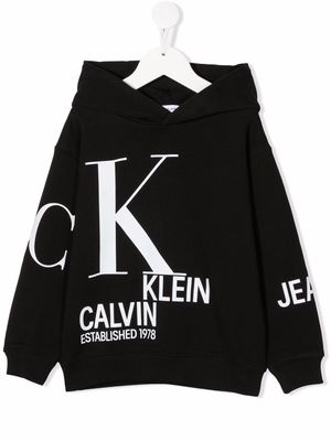 Calvin Klein Kids logo-print cotton hoodie - Black