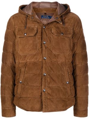 Polo Ralph Lauren quilted suede down jacket - Brown