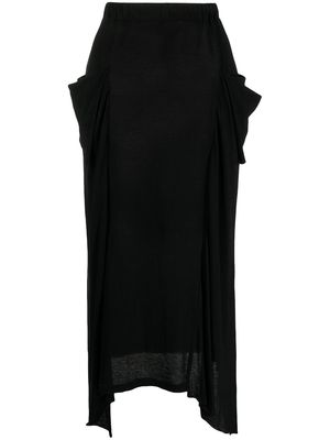 Yohji Yamamoto high-waisted asymmetrical midi skirt - Black