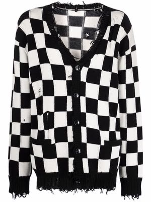 R13 checkerboard button-front cardigan - Black
