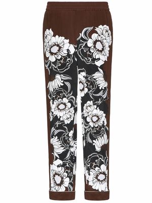Valentino graphic-print elasticated-waist trousers - Brown