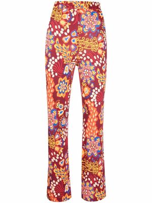 La DoubleJ floral-print slim-fit trousers - Red