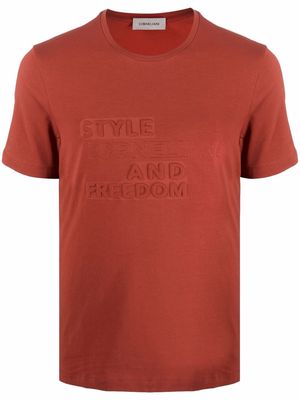 Corneliani slogan-embossed logo T-shirt - Red