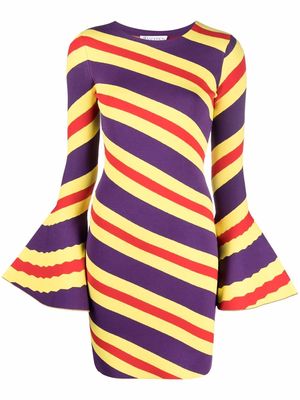 JW Anderson stripe-pattern long-sleeve dress - Yellow