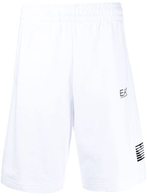 Ea7 Emporio Armani logo-print cotton track shorts - White