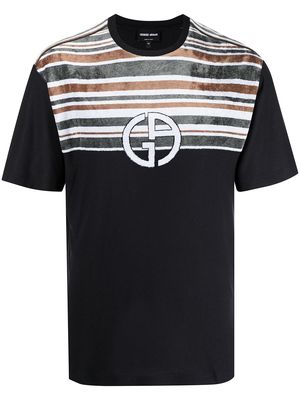 Giorgio Armani logo-strpie short-sleeve T-shirt - Black