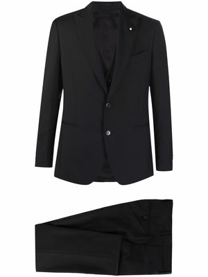 Lardini three-piece wool suit - Black