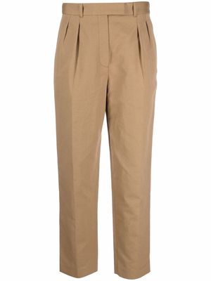 A.P.C. pleat-front cropped trousers - Brown