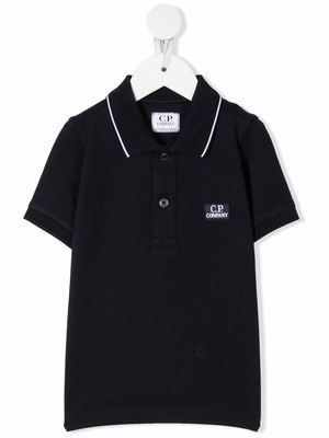C.P. Company Kids logo-patch short-sleve polo shirt - Blue