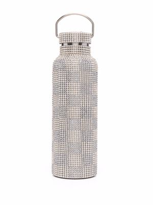 Collina Strada checked crystal-embellished water bottle - Silver