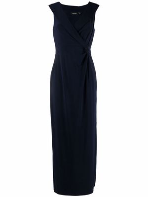 Lauren Ralph Lauren sleeveless pinched-waist maxi dress - Blue