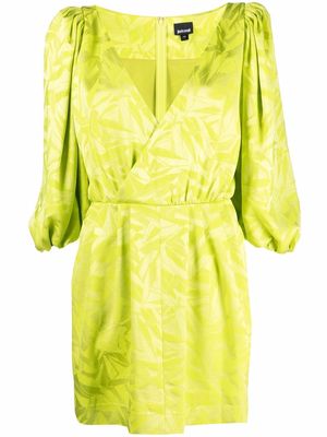 Just Cavalli puff-sleeve jacquard wrap dress - Green