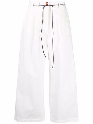 Alysi cropped pleat wide-leg trousers - White