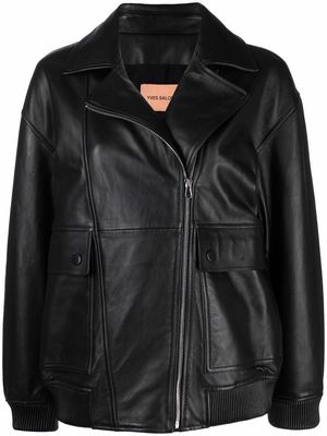 Yves Salomon zip-up leather jacket - Black