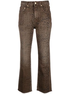 Golden Goose faded leopard-print kick flare jeans - Brown