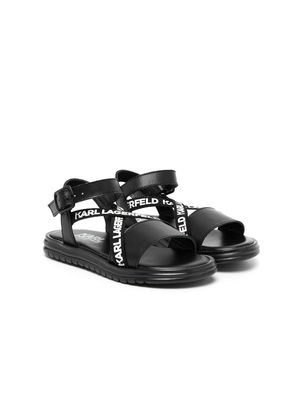 Karl Lagerfeld Kids logo-strap leather sandals - Black