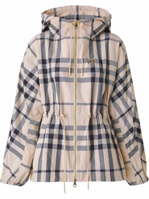 Burberry monogram motif check hooded jacket - Neutrals