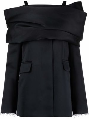 AZ FACTORY wrap-detail satin jacket - Black