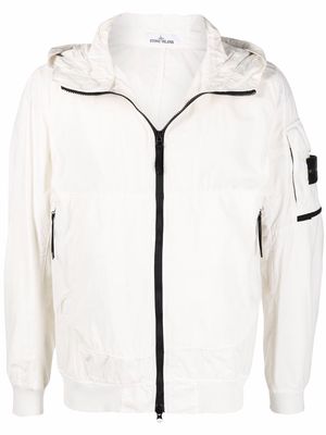 Stone Island Compass-patch hooded jacket - White