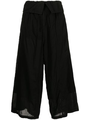 Y's cropped paperbag-waist culottes - Black