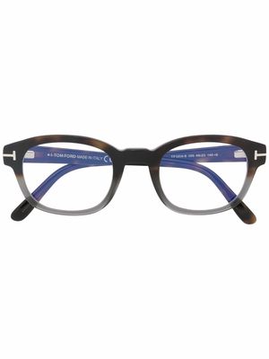 TOM FORD Eyewear oval-frame tortoiseshell-effect glasses - Black