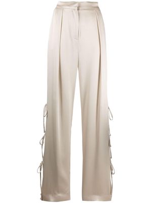 Act N°1 bow-detail satin-finish trousers - Neutrals