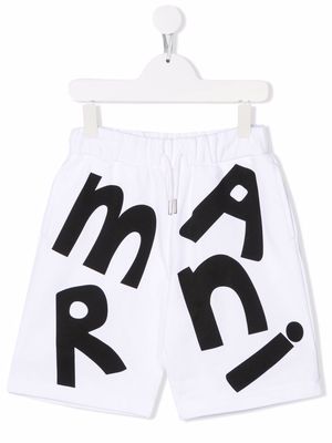 Marni Kids logo-print track shorts - White
